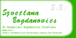 szvetlana bogdanovics business card
